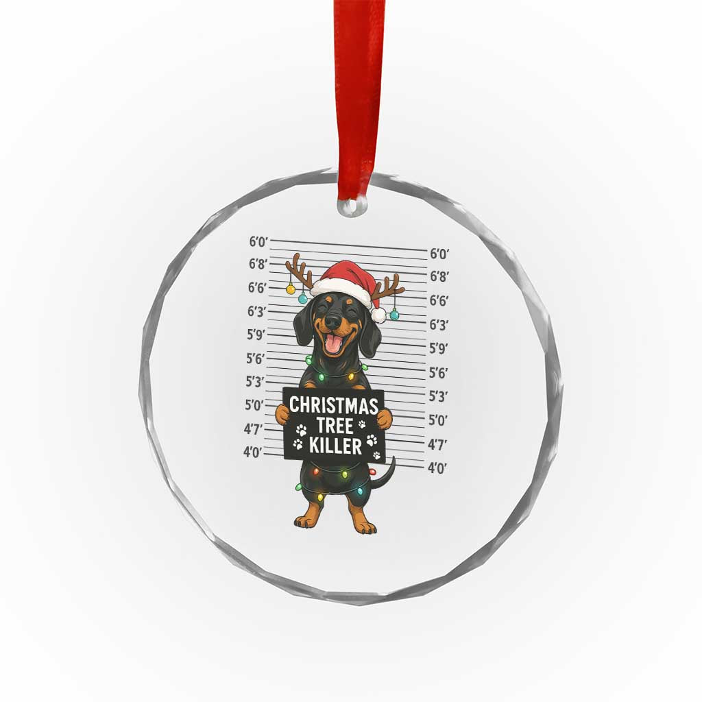 Xmas Dachshund Crystal Glass Ornament Funny Xmas Tree Killer TS12