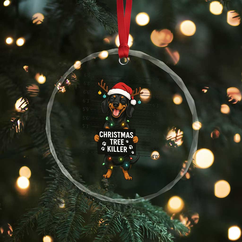 Xmas Dachshund Crystal Glass Ornament Funny Xmas Tree Killer TS12