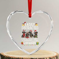 Xmas Dachshund Heart Crystal Glass Ornament Funny Easily Distracted By Wieners - Wonder Print Shop
