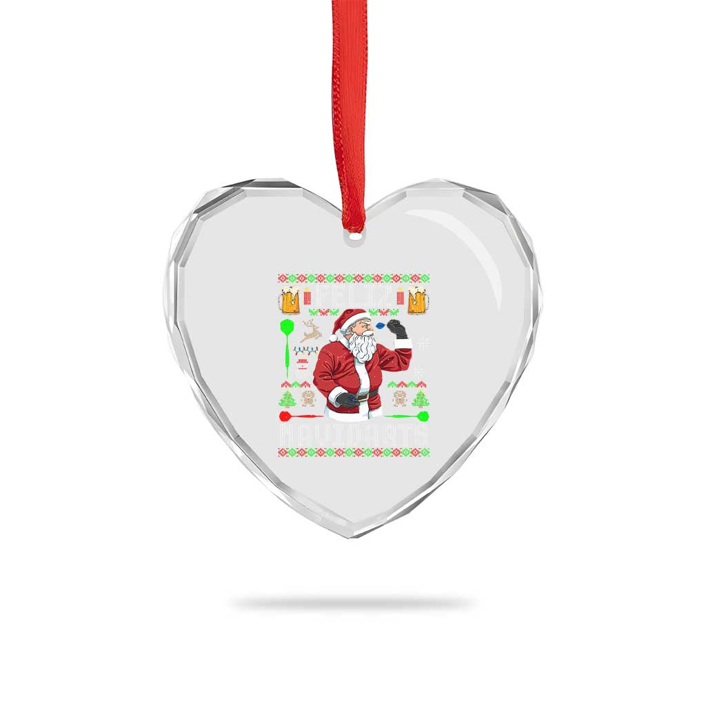 Xmas Dart Lover Heart Crystal Glass Ornament Feliz Navidarts Santa Navidad Ugly Sweater - Wonder Print Shop