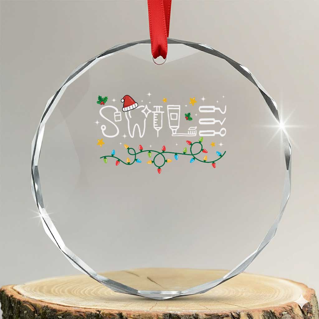 Xmas Dental Crystal Glass Ornament Red Santa Hat Teeth Funny Dentist Merry TS10