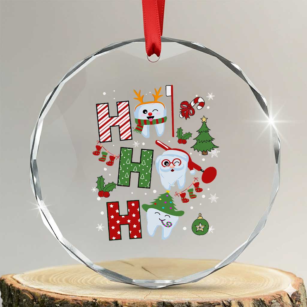 Xmas Dentist Crystal Glass Ornament Ho Ho Ho Tooth Dental TS09