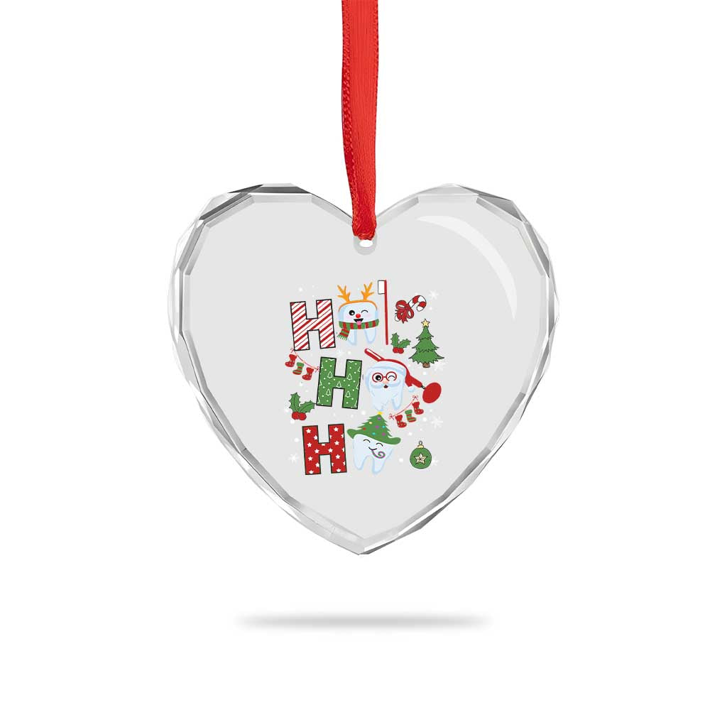 Xmas Dentist Heart Crystal Glass Ornament Ho Ho Ho Tooth Dental - Wonder Print Shop