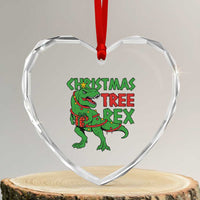 Xmas Dinosaur Heart Crystal Glass Ornament Funny Tree Rex Xmas Light - Wonder Print Shop