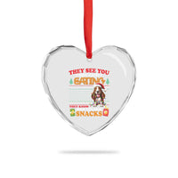 Xmas Dog Lover Heart Crystal Glass Ornament Basset Hound See You're Eating - Wonder Print Shop