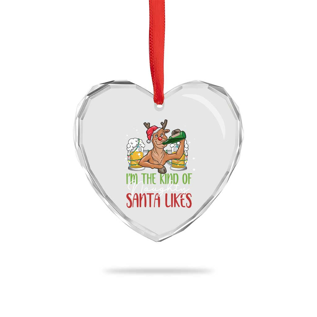 Xmas Drinking Heart Crystal Glass Ornament Reindeer Beer Drunk I'm The Kind Of Naughty Santa Likes - Wonder Print Shop
