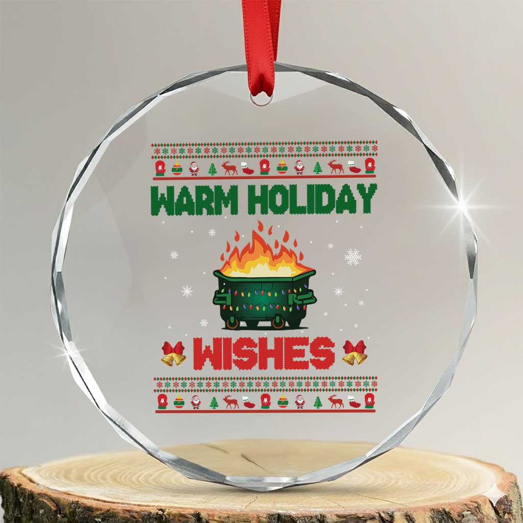 Xmas Dumpster Fire Crystal Glass Ornament Warm Holiday Wishes TS02