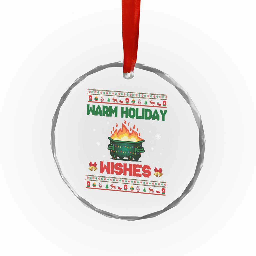 Xmas Dumpster Fire Crystal Glass Ornament Warm Holiday Wishes TS02
