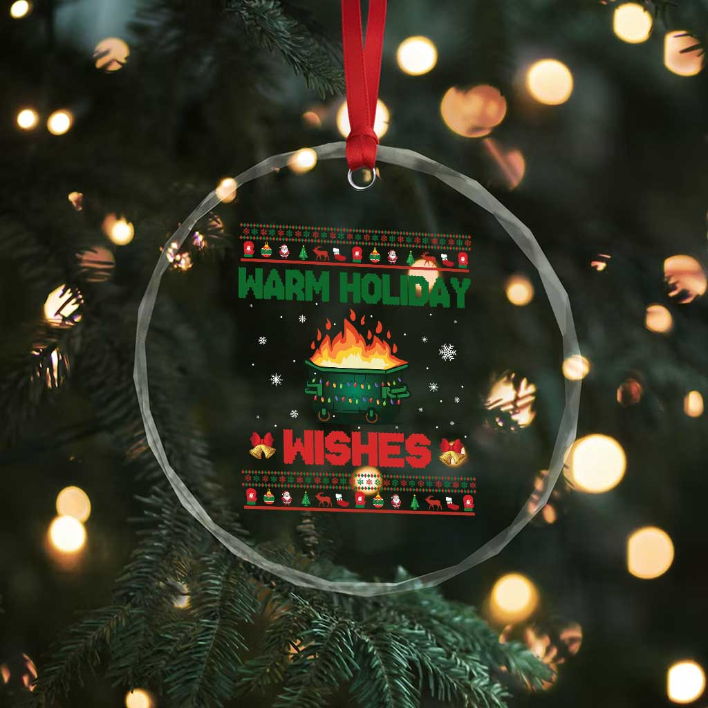 Xmas Dumpster Fire Crystal Glass Ornament Warm Holiday Wishes TS02