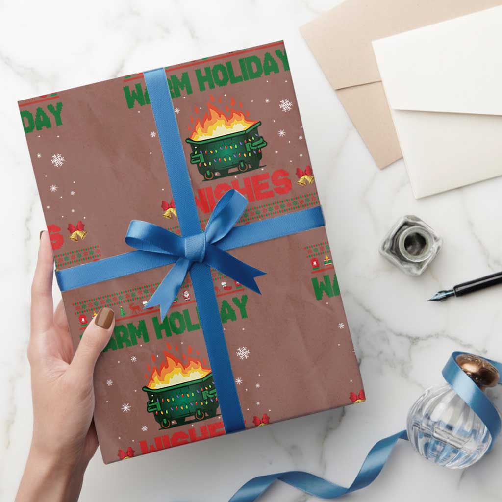 Xmas Dumpster Fire Wrapping Paper Roll Warm Holiday Wishes