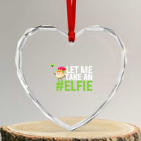 Xmas Elf Heart Crystal Glass Ornament Let Me Take An Elfie - Wonder Print Shop