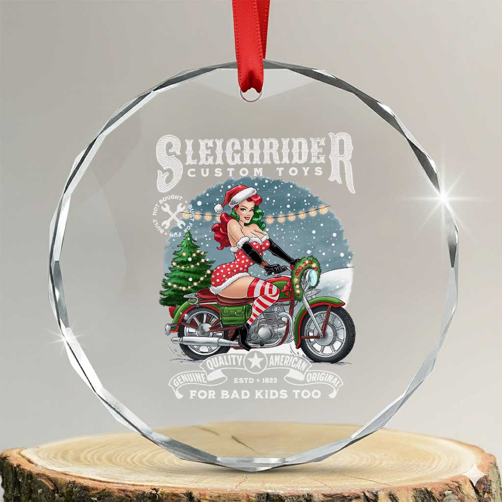 Xmas Female Santa Motorcycle Crystal Glass Ornament Sleighrider Custom Toys For Bad Kids Too TS11