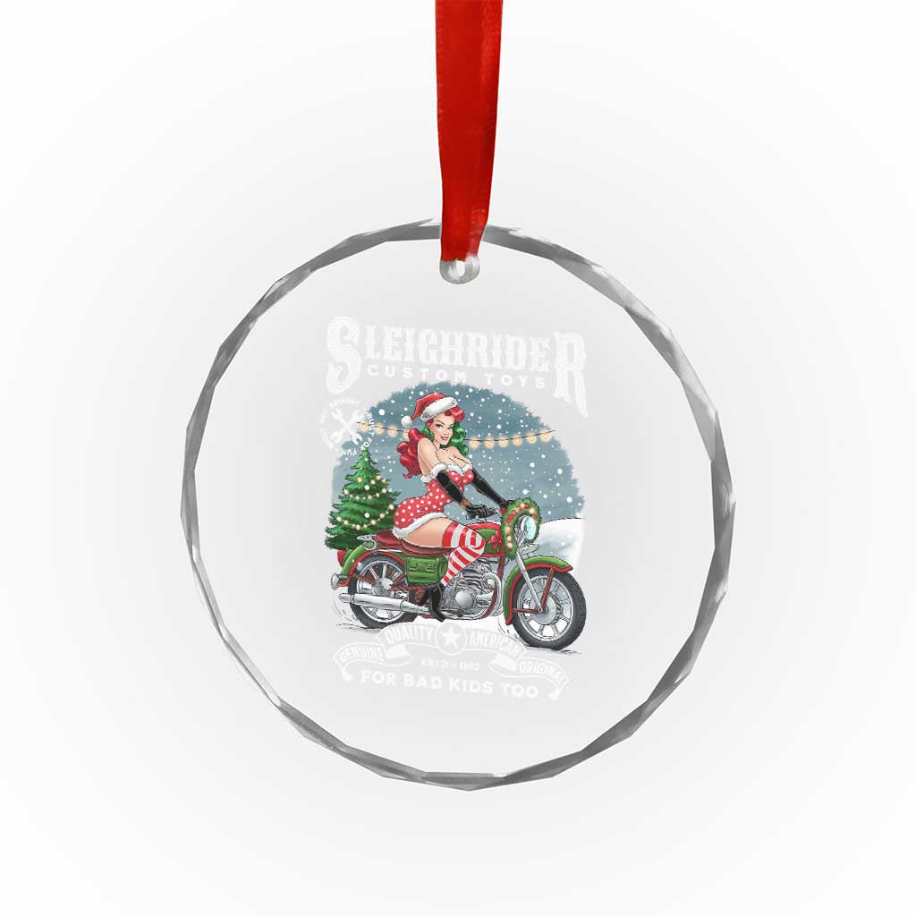 Xmas Female Santa Motorcycle Crystal Glass Ornament Sleighrider Custom Toys For Bad Kids Too TS11