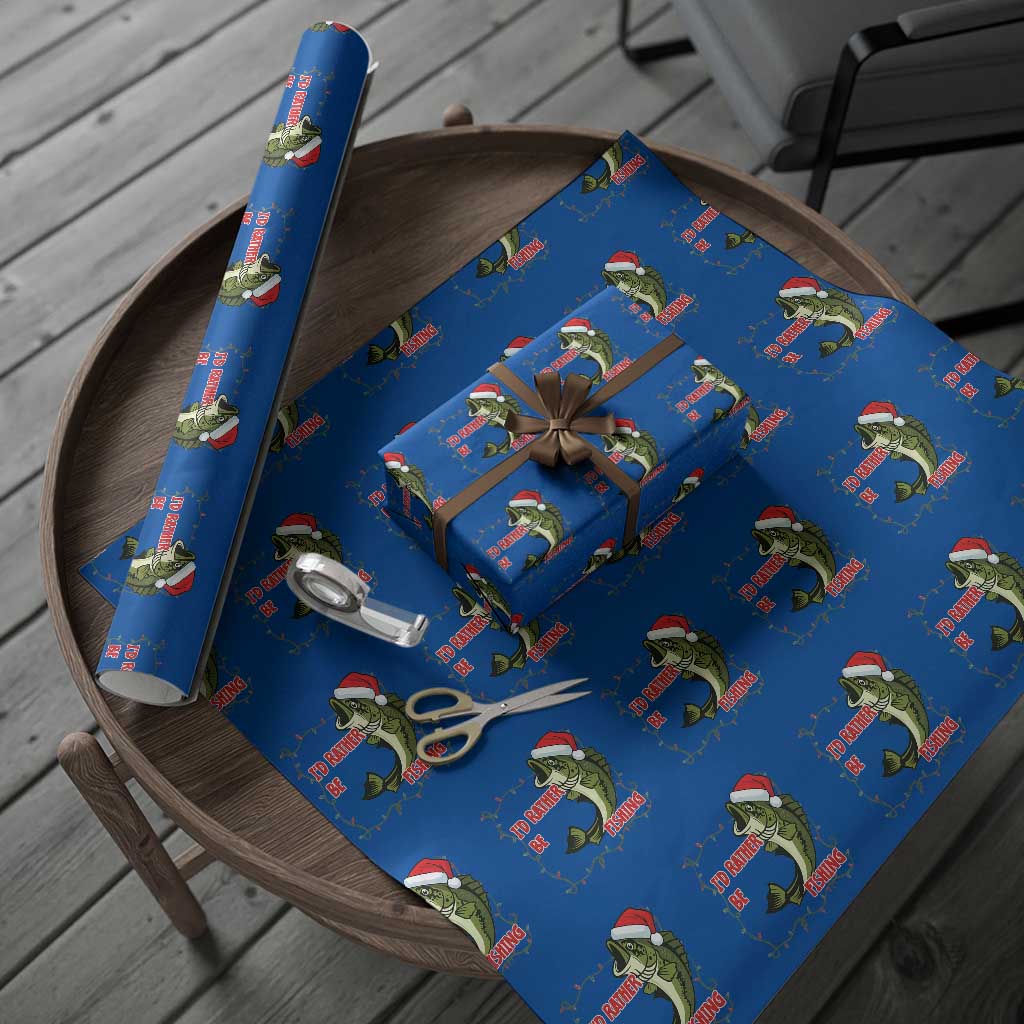 Xmas Fisherman Holiday Gift Wrapping Paper Roll Id Rather Be Fishing - Wonder Print Shop