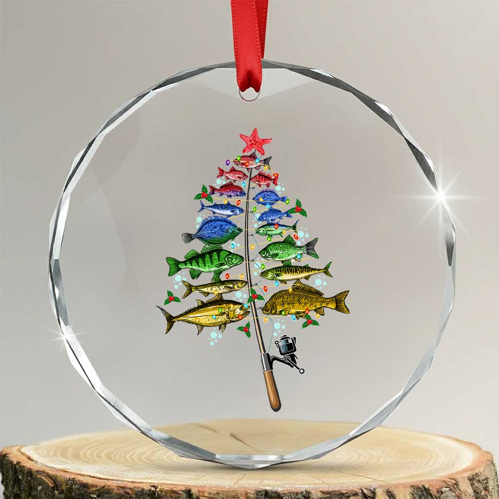 Xmas Fishing Crystal Glass Ornament Colorful Fish Aquatic Christmas Tree Fisherman TS09