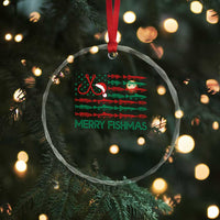 Xmas Fishing Crystal Glass Ornament Merry Fishmas Fisherman American Flag TS09
