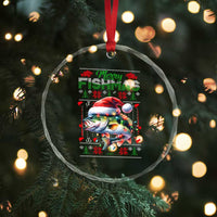 Xmas Fishing Crystal Glass Ornament Merry Fishmas Fisherman Santa Hat Fish TS09