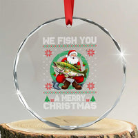 Xmas Fishing Crystal Glass Ornament We Fish You A Merry Christmas Santa Fisherman TS09