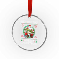 Xmas Fishing Crystal Glass Ornament We Fish You A Merry Christmas Santa Fisherman TS09