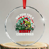 Xmas Fishing Crystal Glass Ornament We Fish You A Merry Christmas Santa Hat TS09