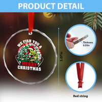 Xmas Fishing Crystal Glass Ornament We Fish You A Merry Christmas Santa Hat TS09