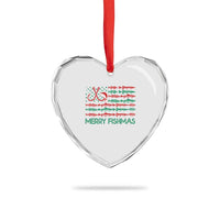 Xmas Fishing Heart Crystal Glass Ornament Merry Fishmas Fisherman American Flag - Wonder Print Shop