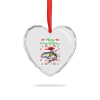 Xmas Fishing Heart Crystal Glass Ornament Merry Fishmas Fisherman Santa Hat Fish - Wonder Print Shop