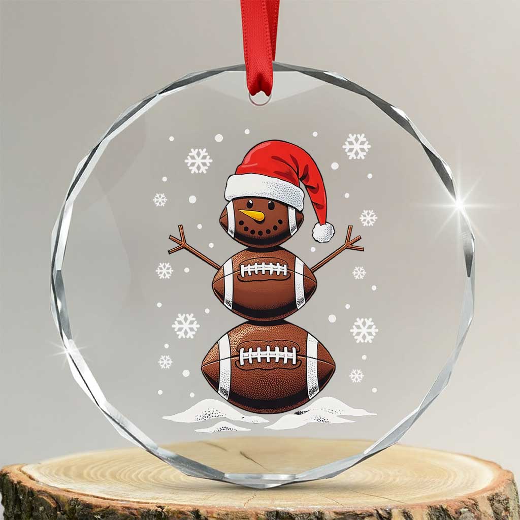 Xmas Football Crystal Glass Ornament Rugby Snowman Xmas Festive Holiday Sports TS02