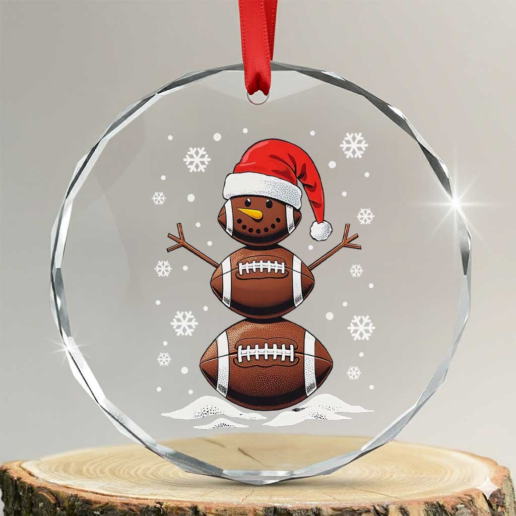 Xmas Football Crystal Glass Ornament Rugby Snowman Xmas Festive Holiday Sports - Wonder Print Shop
