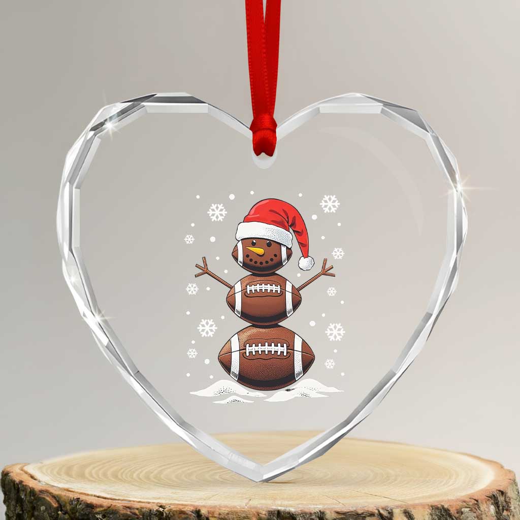 Xmas Football Heart Crystal Glass Ornament Rugby Snowman Xmas Festive Holiday Sports - Wonder Print Shop