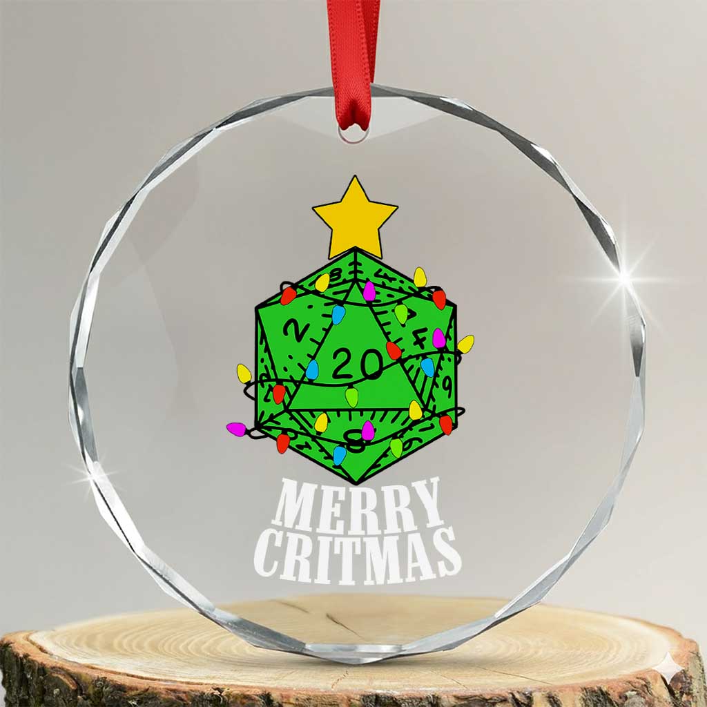Xmas Gamer Crystal Glass Ornament Merry Critmas D20 RPG Gaming Xmas Tree - Wonder Print Shop