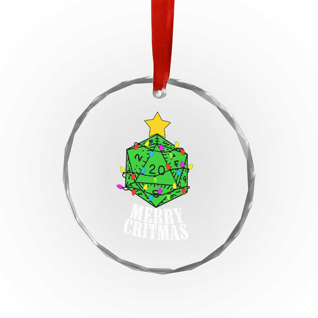 Xmas Gamer Crystal Glass Ornament Merry Critmas D20 RPG Gaming Xmas Tree TS02