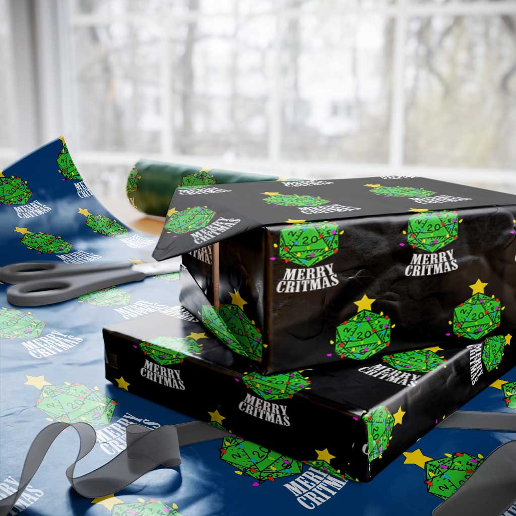 Xmas Gamer Wrapping Paper Roll Merry Critmas D20 RPG Gaming Xmas Tree