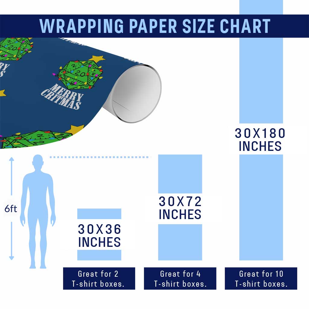 Xmas Gamer Wrapping Paper Roll Merry Critmas D20 RPG Gaming Xmas Tree
