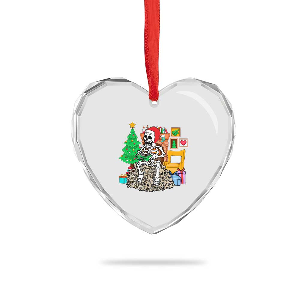 Xmas Gamer Skeleton Gaming Heart Crystal Glass Ornament - Wonder Print Shop