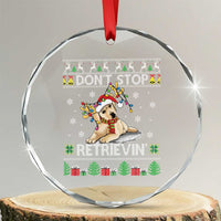 Xmas Golden Retriever Crystal Glass Ornament Don't Stop Retrievin Cute Reindeer Dog TS09