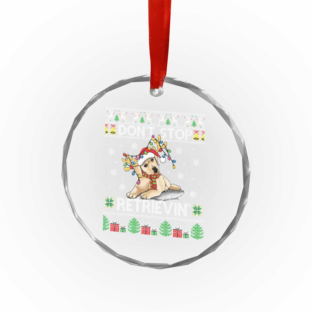Xmas Golden Retriever Crystal Glass Ornament Don't Stop Retrievin Cute Reindeer Dog TS09