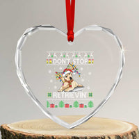 Xmas Golden Retriever Heart Crystal Glass Ornament Don't Stop Retrievin Cute Reindeer Dog - Wonder Print Shop