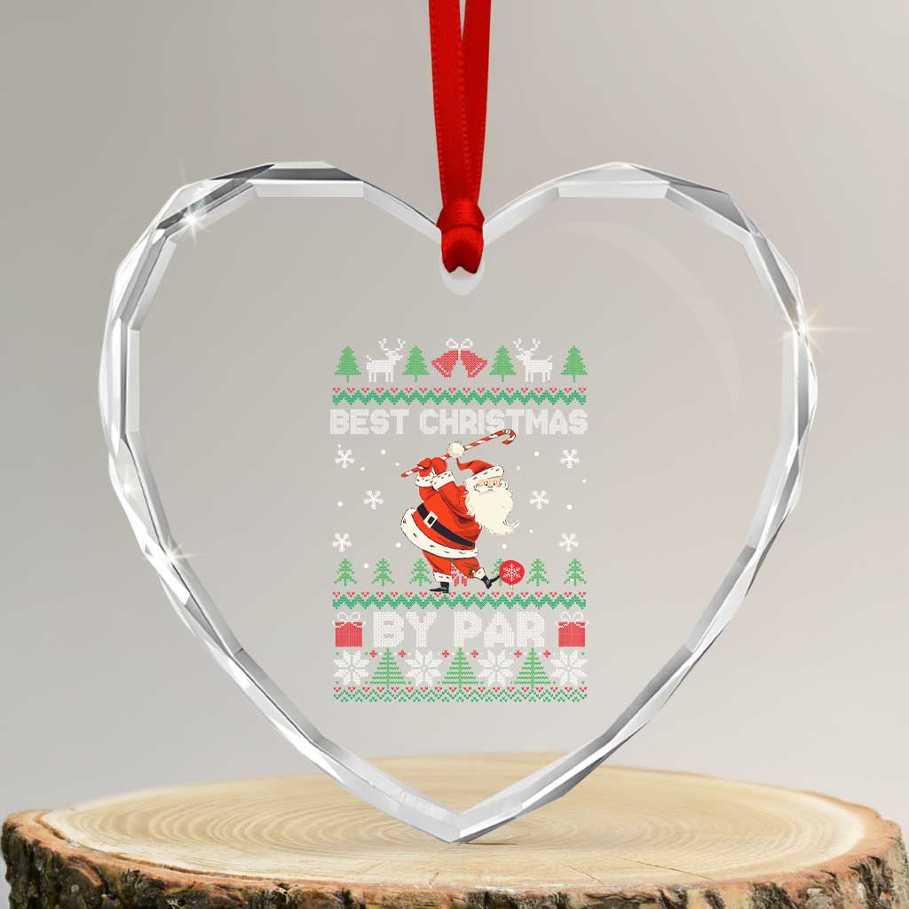 Xmas Golf Heart Crystal Glass Ornament Santa Golfer Best Christmas By Par - Wonder Print Shop