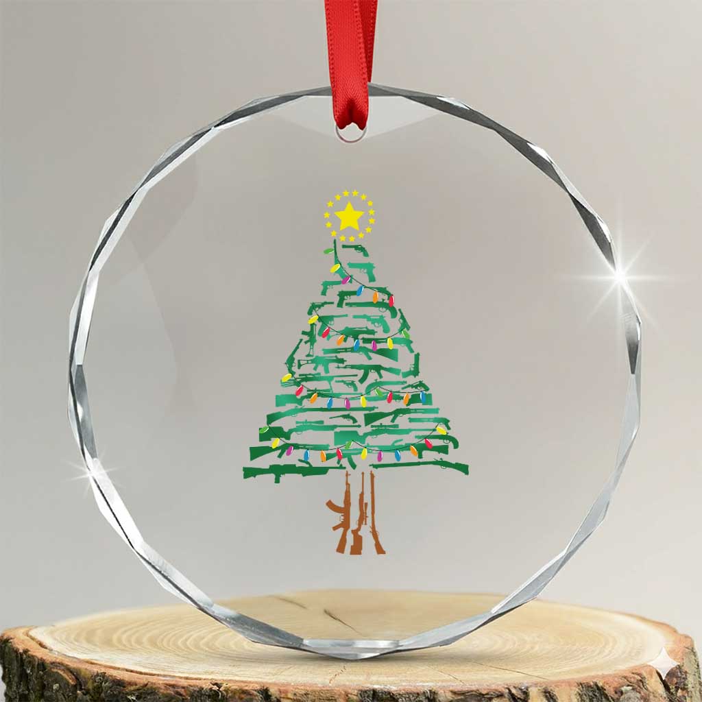 Xmas Gun Crystal Glass Ornament Xmas Tree 2nd Amendment Star TS11