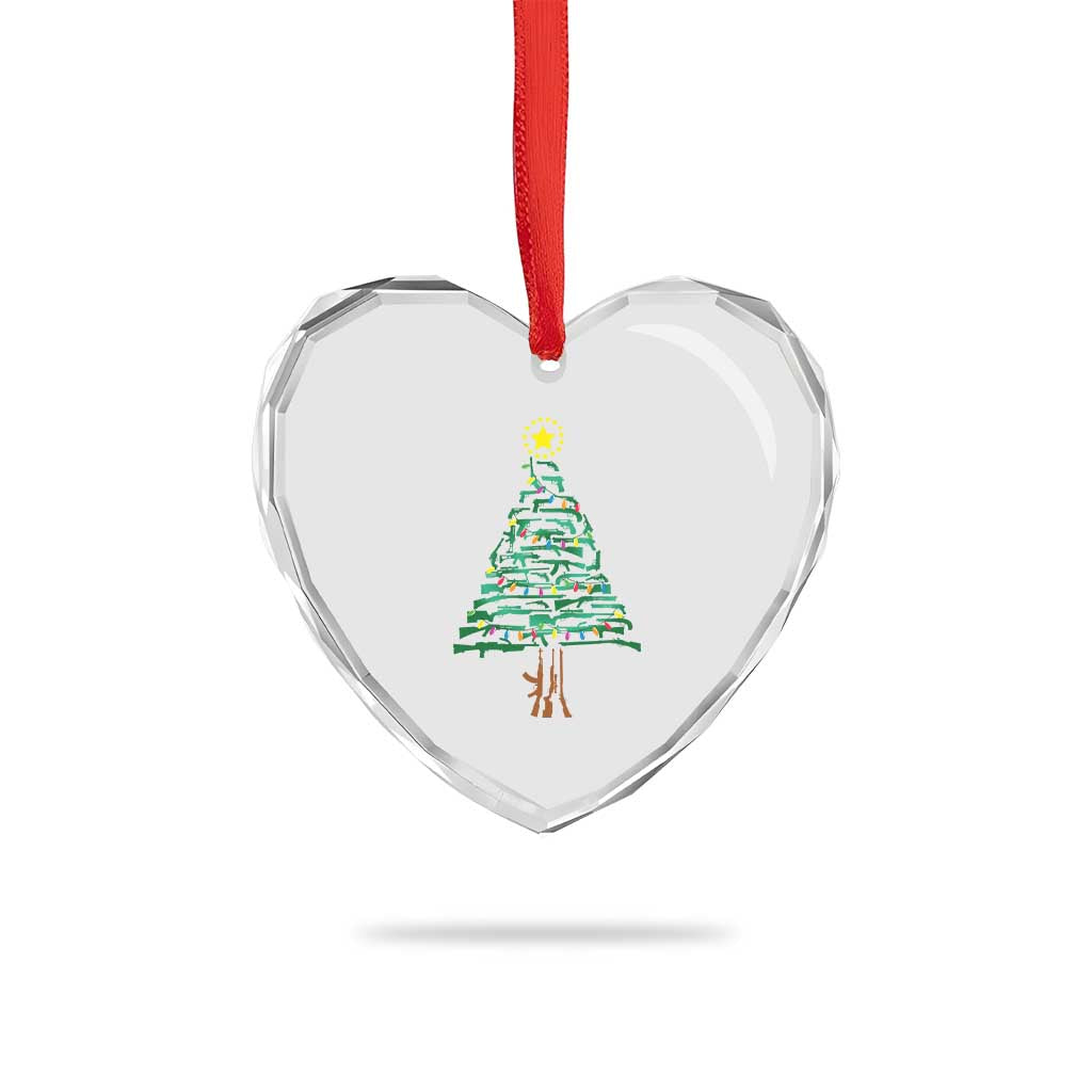 Xmas Gun Heart Crystal Glass Ornament Xmas Tree 2nd Amendment Star - Wonder Print Shop