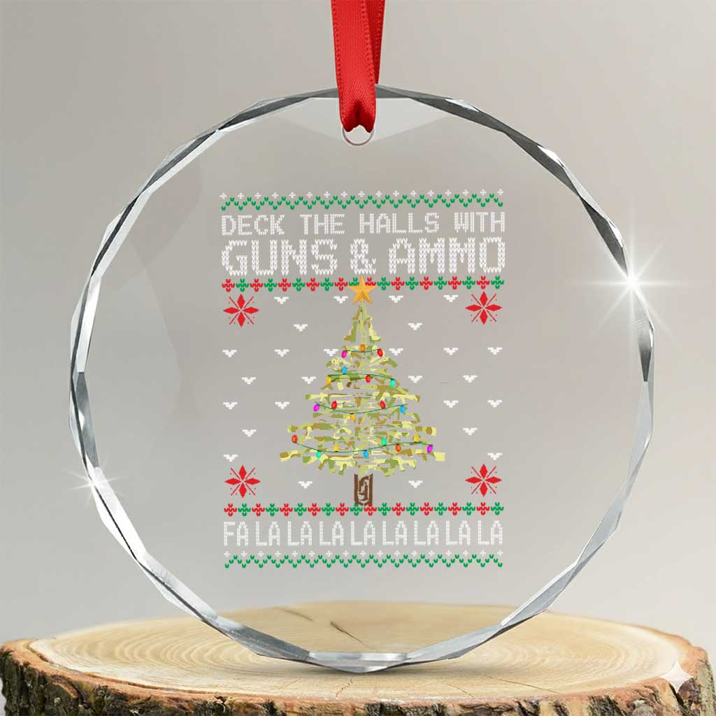 Xmas Gun Lover Crystal Glass Ornament Deck The Halls With Guns And Ammo TS09
