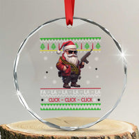 Xmas Gun Lover Crystal Glass Ornament Santa Army Gun Click Click Sing Fa La La La TS09