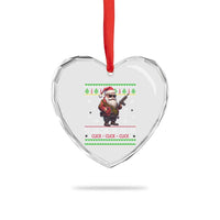 Xmas Gun Lover Heart Crystal Glass Ornament Santa Army Gun Click Click Sing Fa La La La - Wonder Print Shop