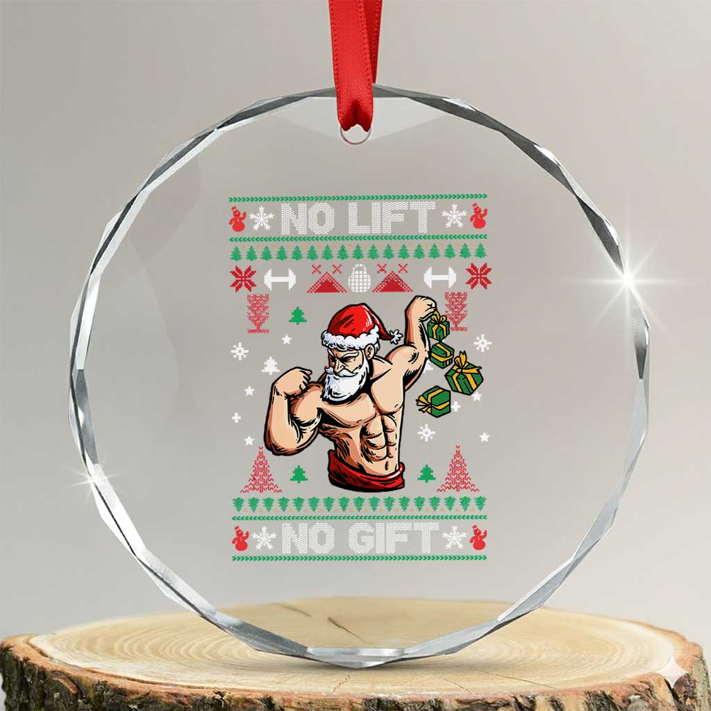 Xmas Gymer Crystal Glass Ornament No Lift No Gift Santa Gym Coach TS09