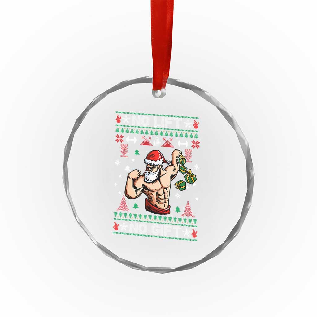 Xmas Gymer Crystal Glass Ornament No Lift No Gift Santa Gym Coach TS09