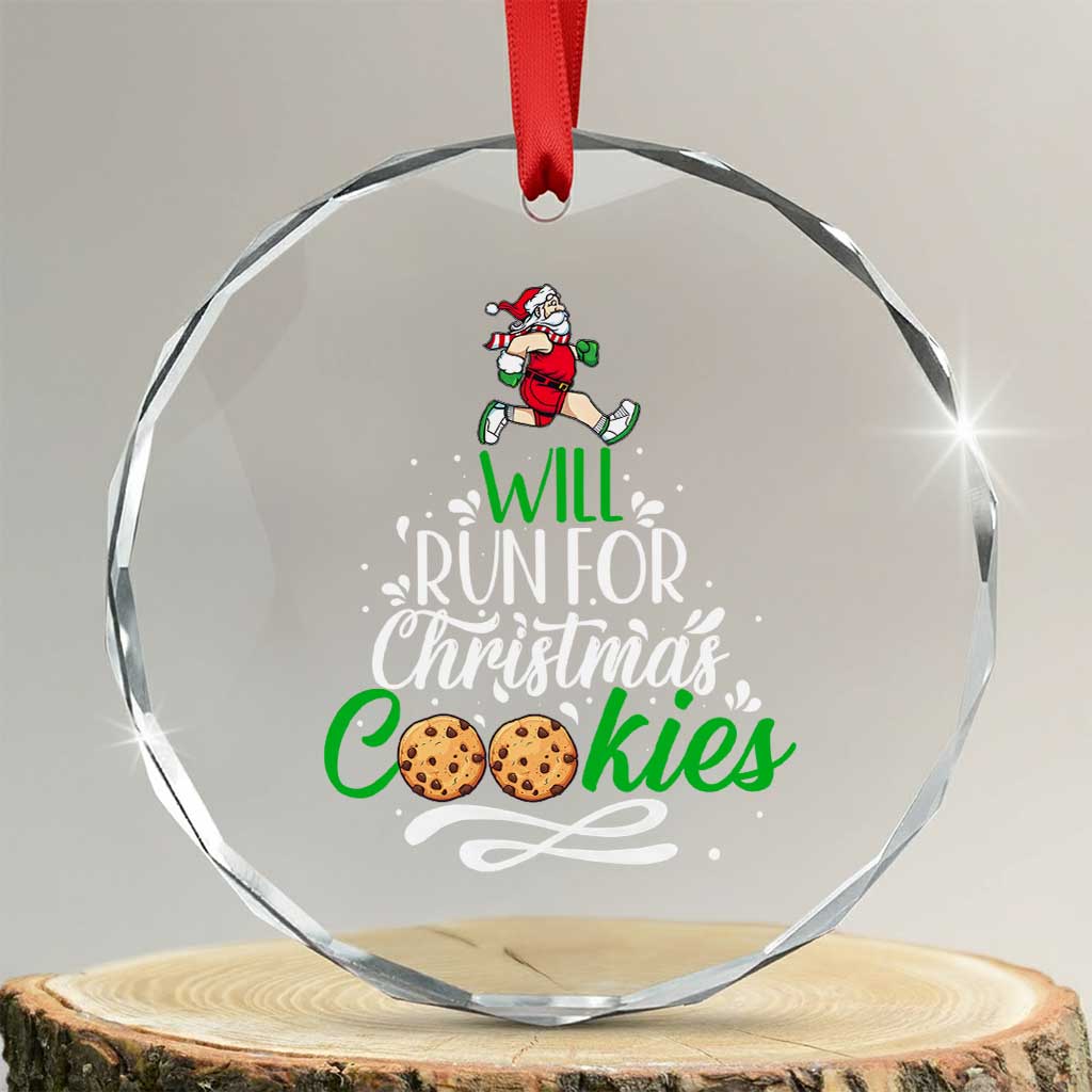 Xmas Gymer Crystal Glass Ornament Will Run For Christmas Cookies Santa Running Race TS09