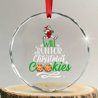 Xmas Gymer Crystal Glass Ornament Will Run For Christmas Cookies Santa Running Race TS09