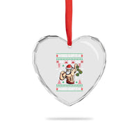 Xmas Gymer Heart Crystal Glass Ornament No Lift No Gift Santa Gym Coach - Wonder Print Shop