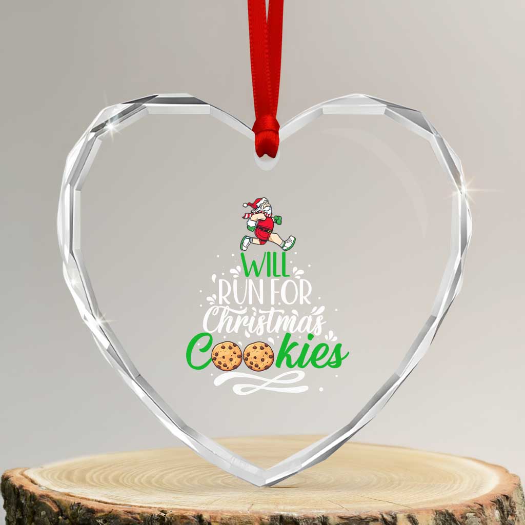 Xmas Gymer Heart Crystal Glass Ornament Will Run For Christmas Cookies Santa Running Race - Wonder Print Shop